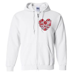 Retro Valentines Day Love Groovy Valentines Hearts Full Zip Hoodie