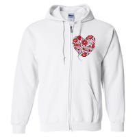 Retro Valentines Day Love Groovy Valentines Hearts Full Zip Hoodie