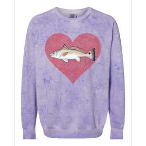 Redfish Valentines Day Fish Love Fingerprint Gift Colorblast Crewneck Sweatshirt