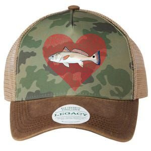 Redfish Valentines Day Fish Love Fingerprint Gift Legacy Tie Dye Trucker Hat