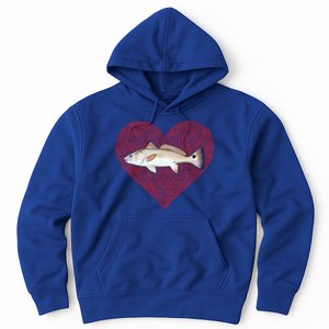 Redfish Valentines Day Fish Love Fingerprint Gift Hoodie