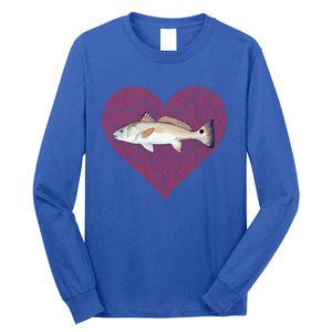 Redfish Valentines Day Fish Love Fingerprint Gift Long Sleeve Shirt