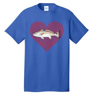 Redfish Valentines Day Fish Love Fingerprint Gift Tall T-Shirt