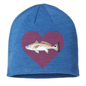 Redfish Valentines Day Fish Love Fingerprint Gift Sustainable Beanie