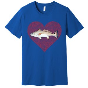 Redfish Valentines Day Fish Love Fingerprint Gift Premium T-Shirt