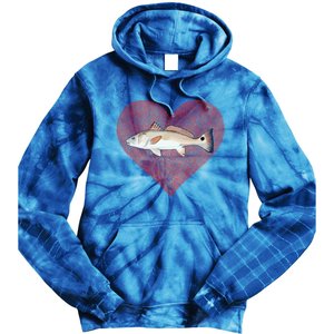 Redfish Valentines Day Fish Love Fingerprint Gift Tie Dye Hoodie