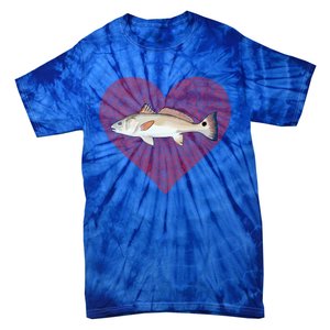 Redfish Valentines Day Fish Love Fingerprint Gift Tie-Dye T-Shirt