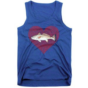 Redfish Valentines Day Fish Love Fingerprint Gift Tank Top