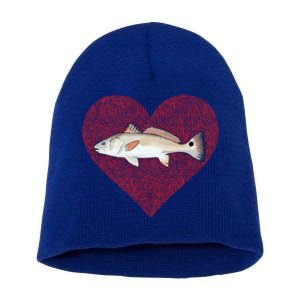 Redfish Valentines Day Fish Love Fingerprint Gift Short Acrylic Beanie