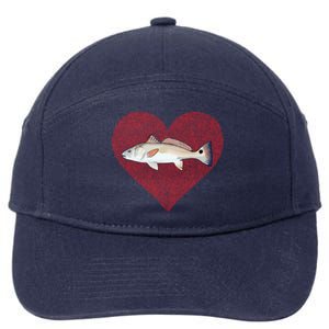 Redfish Valentines Day Fish Love Fingerprint Gift 7-Panel Snapback Hat