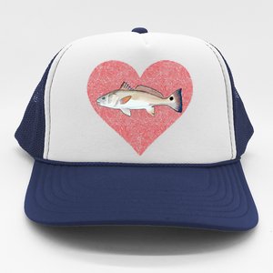 Redfish Valentines Day Fish Love Fingerprint Gift Trucker Hat