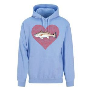 Redfish Valentines Day Fish Love Fingerprint Gift Unisex Surf Hoodie