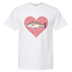 Redfish Valentines Day Fish Love Fingerprint Gift Garment-Dyed Heavyweight T-Shirt