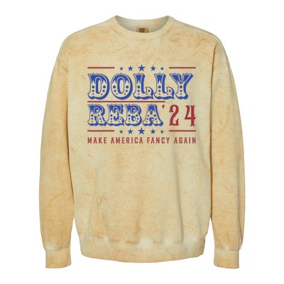 Retro Vintage Dolly And Reba 2024 Make America Fancy Again Colorblast Crewneck Sweatshirt