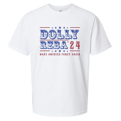 Retro Vintage Dolly And Reba 2024 Make America Fancy Again Sueded Cloud Jersey T-Shirt