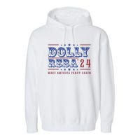 Retro Vintage Dolly And Reba 2024 Make America Fancy Again Garment-Dyed Fleece Hoodie