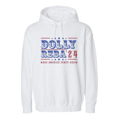 Retro Vintage Dolly And Reba 2024 Make America Fancy Again Garment-Dyed Fleece Hoodie