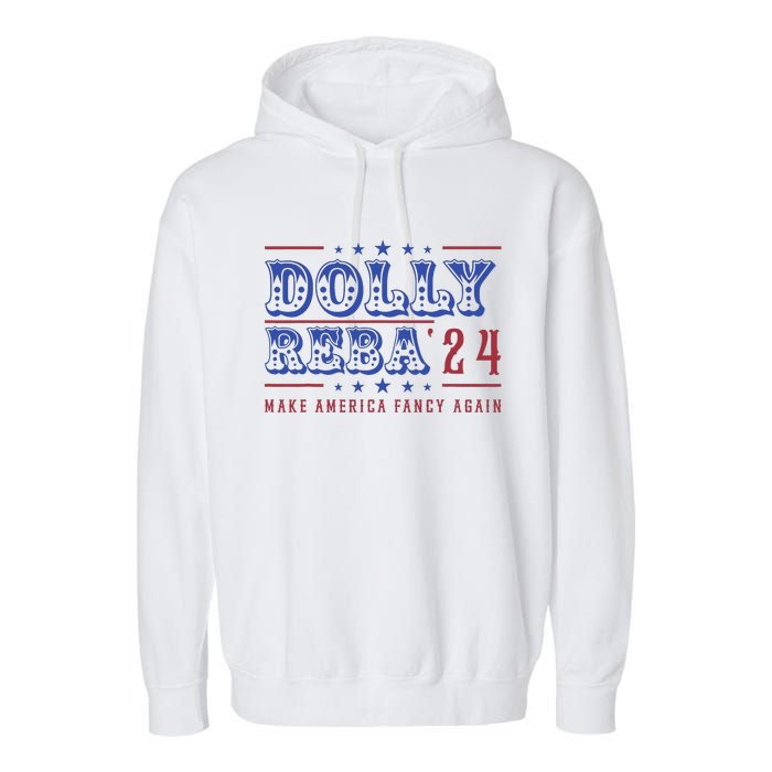 Retro Vintage Dolly And Reba 2024 Make America Fancy Again Garment-Dyed Fleece Hoodie