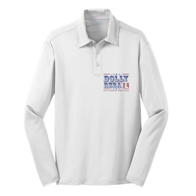 Retro Vintage Dolly And Reba 2024 Make America Fancy Again Silk Touch Performance Long Sleeve Polo