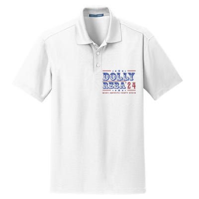 Retro Vintage Dolly And Reba 2024 Make America Fancy Again Dry Zone Grid Polo