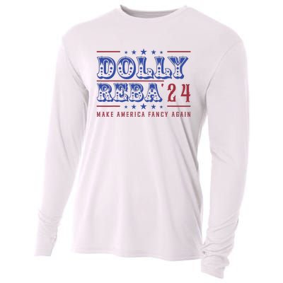 Retro Vintage Dolly And Reba 2024 Make America Fancy Again Cooling Performance Long Sleeve Crew