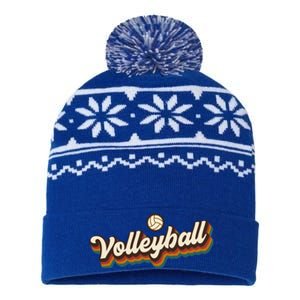 Retro Volleyball Design Volleyball Gift USA-Made Snowflake Beanie