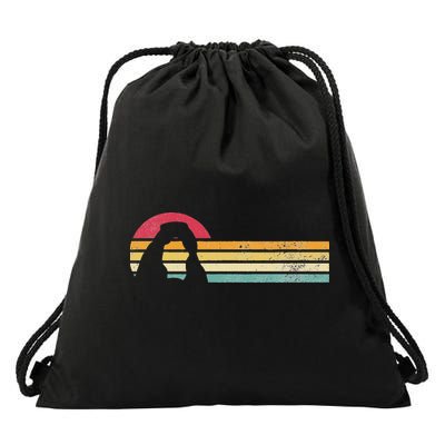 Retro Vintage Delicate Arch Silhouette Arches National Park Drawstring Bag