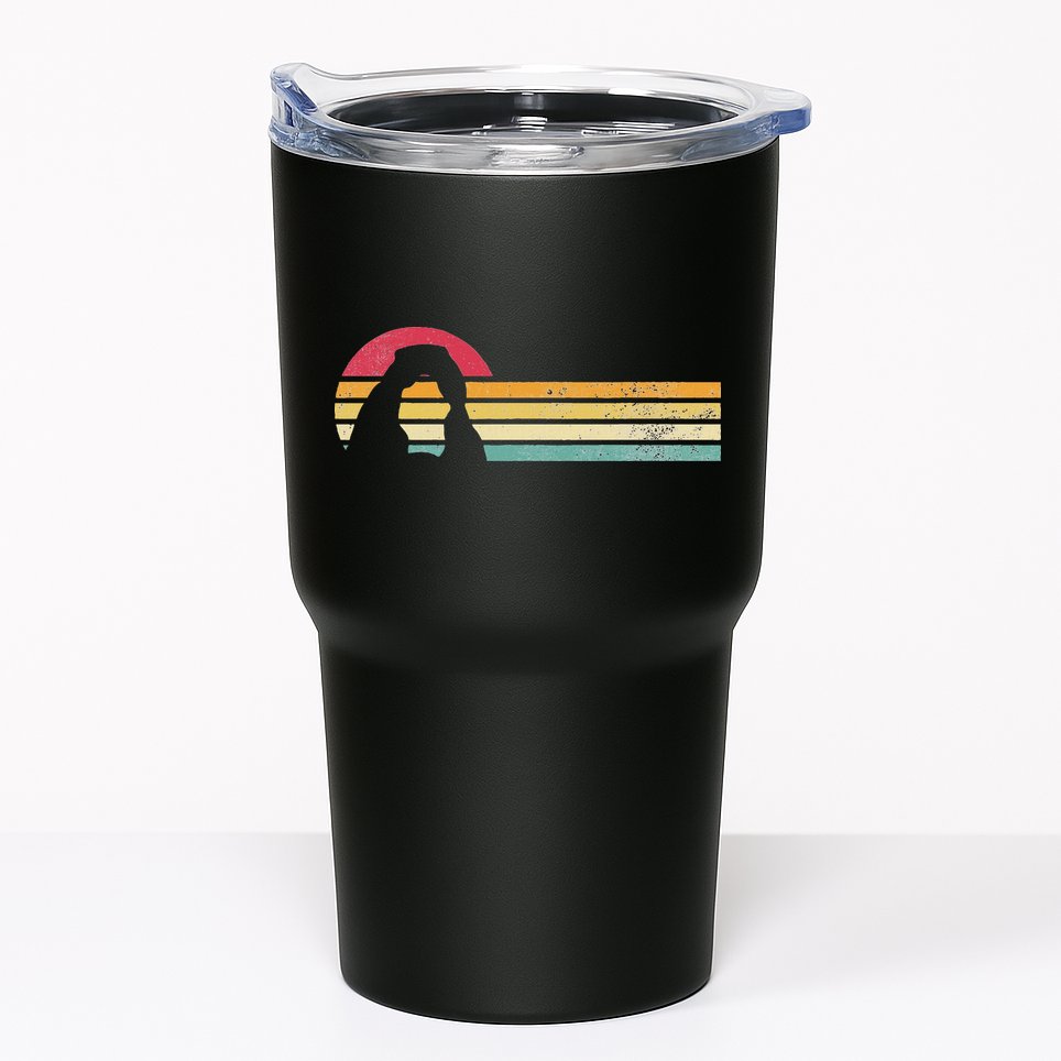 Retro Vintage Delicate Arch Silhouette Arches National Park Tumbler
