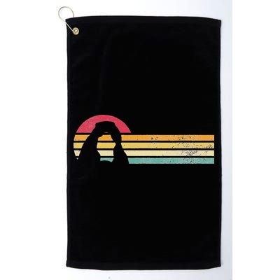 Retro Vintage Delicate Arch Silhouette Arches National Park Golf Towel