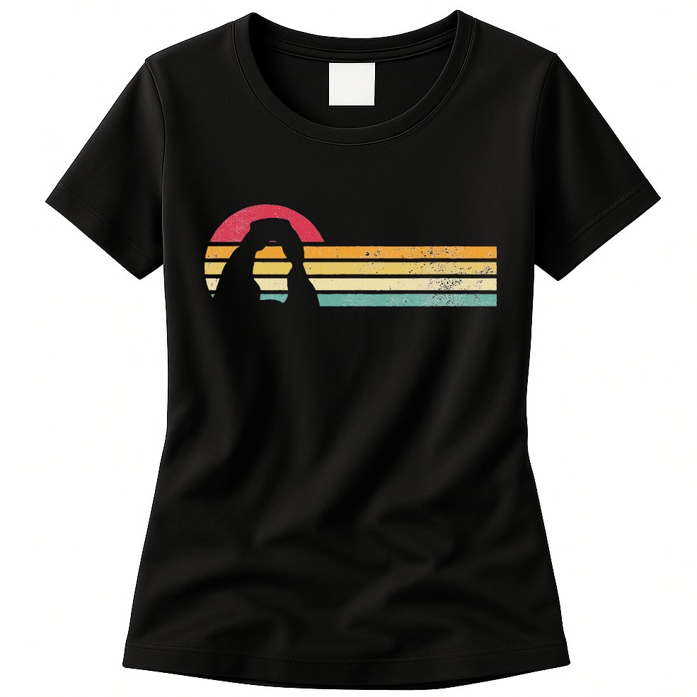 Retro Vintage Delicate Arch Silhouette Arches National Park Womens T-Shirt