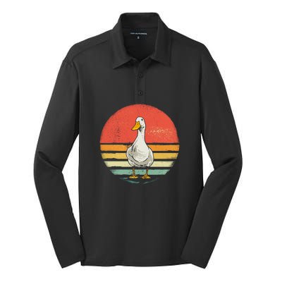 Retro Vintage Duck Gift Silk Touch Performance Long Sleeve Polo