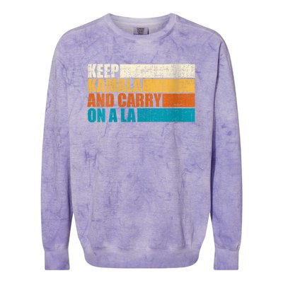 Retro Vintage Distressed Keep Kamala And Carry On A La Colorblast Crewneck Sweatshirt