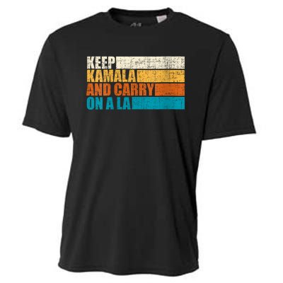 Retro Vintage Distressed Keep Kamala And Carry On A La Cooling Performance Crew T-Shirt