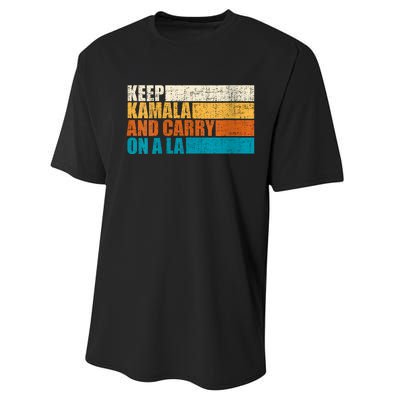 Retro Vintage Distressed Keep Kamala And Carry On A La Performance Sprint T-Shirt