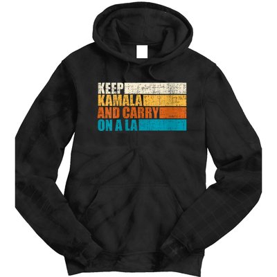 Retro Vintage Distressed Keep Kamala And Carry On A La Tie Dye Hoodie