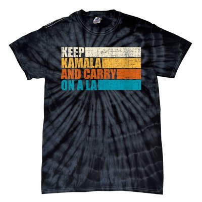 Retro Vintage Distressed Keep Kamala And Carry On A La Tie-Dye T-Shirt