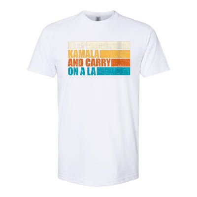 Retro Vintage Distressed Keep Kamala And Carry On A La Softstyle CVC T-Shirt