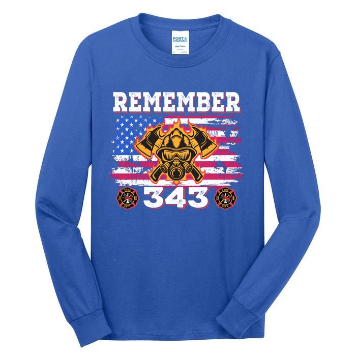 Remember Vintage Distressed Firefighter American Flag 343 Gift Tall Long Sleeve T-Shirt