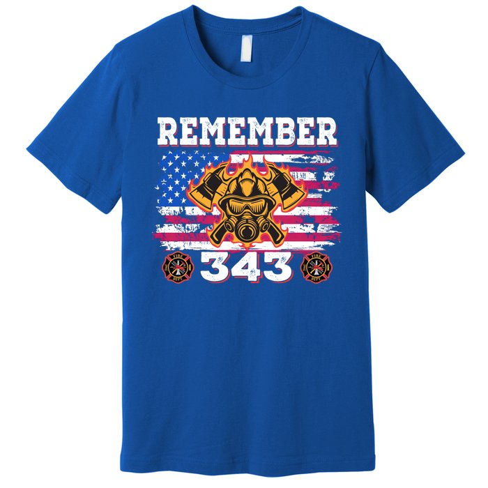 Remember Vintage Distressed Firefighter American Flag 343 Gift Premium T-Shirt