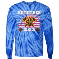 Remember Vintage Distressed Firefighter American Flag 343 Gift Tie-Dye Long Sleeve Shirt