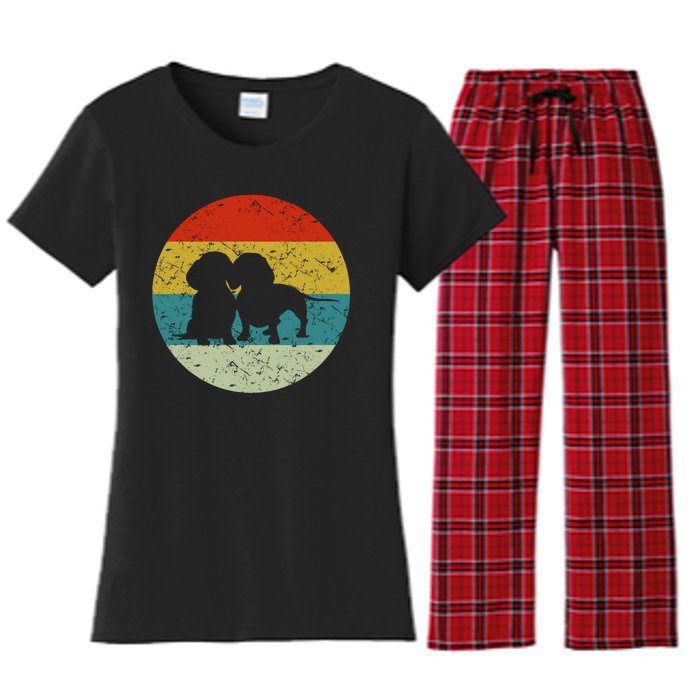 Retro Vintage Dachshund Women's Flannel Pajama Set