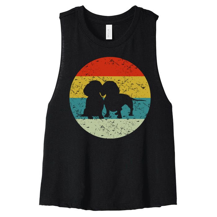 Retro Vintage Dachshund Women's Racerback Cropped Tank