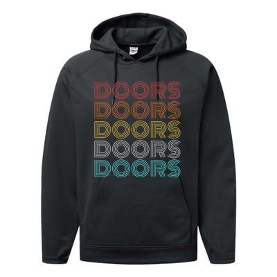 Retro Vintage Doors Performance Fleece Hoodie