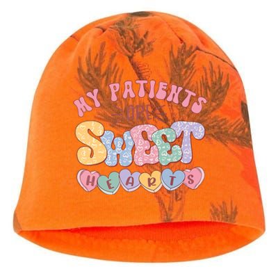 Retro Valentine's Day Nurse My Patients Are Sweet Hearts CNA Kati - Camo Knit Beanie