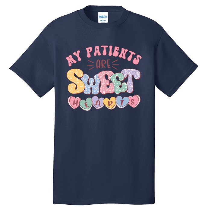 Retro Valentine's Day Nurse My Patients Are Sweet Hearts CNA Tall T-Shirt