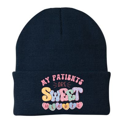 Retro Valentine's Day Nurse My Patients Are Sweet Hearts CNA Knit Cap Winter Beanie