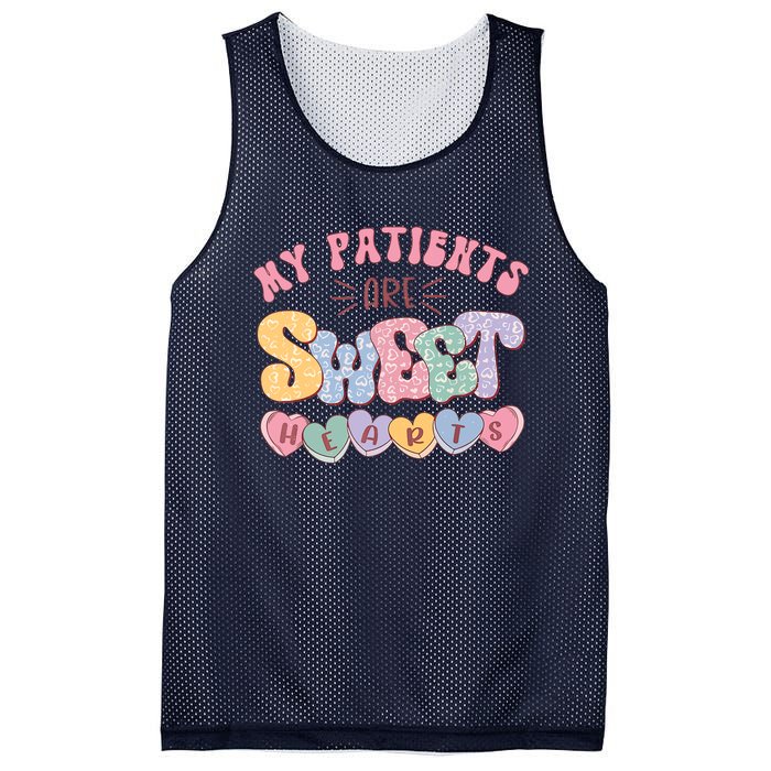 Retro Valentine's Day Nurse My Patients Are Sweet Hearts CNA Mesh Reversible Basketball Jersey Tank