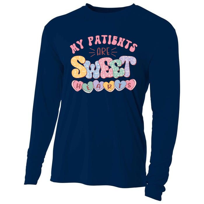 Retro Valentine's Day Nurse My Patients Are Sweet Hearts CNA Cooling Performance Long Sleeve Crew