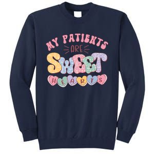 Retro Valentine's Day Nurse My Patients Are Sweet Hearts CNA Tall Sweatshirt