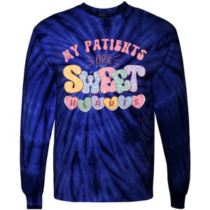 Retro Valentine's Day Nurse My Patients Are Sweet Hearts CNA Tie-Dye Long Sleeve Shirt